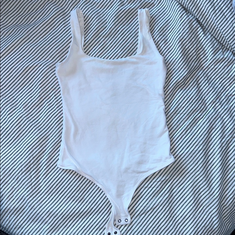 Abercrombie & Fitch White Scoop Neck Bodysuit